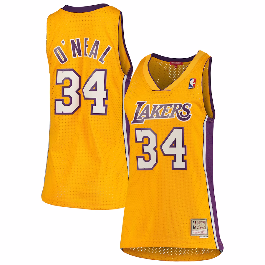 Women's Los Angeles Lakers Shaquille O'Neal Mitchell & Ness Gold 1999-00 Hardwood Classics Swingman Jersey