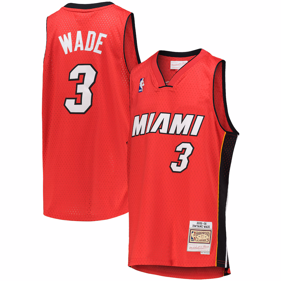 Youth Miami Heat Dwyane Wade Mitchell & Ness Red 2005-06 Hardwood Classics Swingman Jersey
