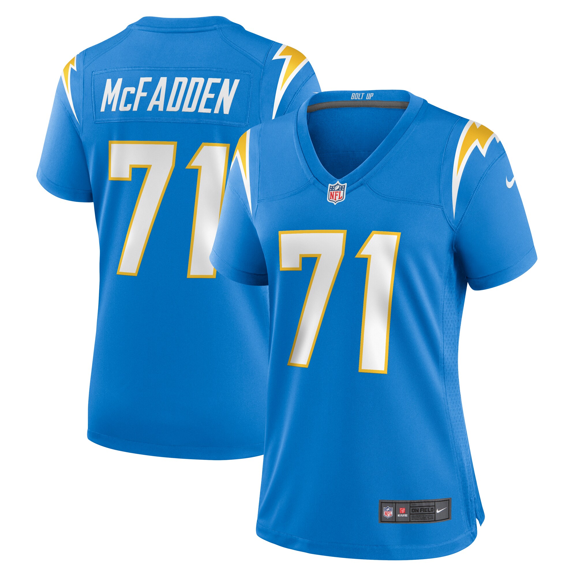 Jordan McFadden Los Angeles Chargers Women's Team Game Jersey - Powder Blue