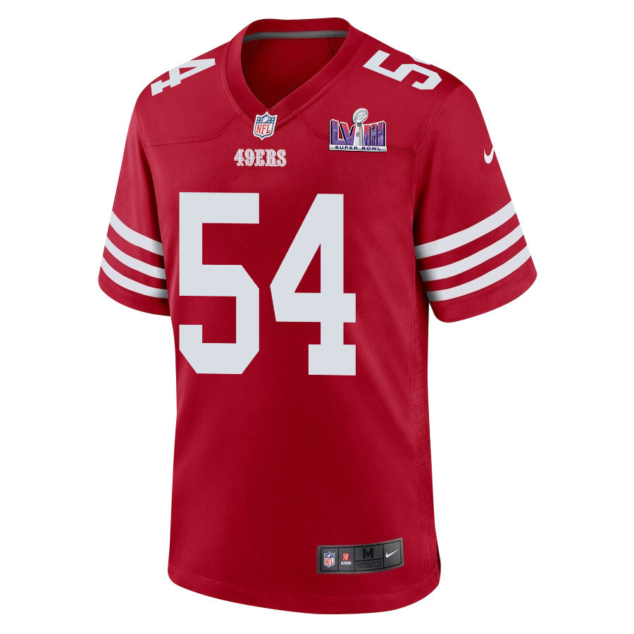 Fred Warner 54 Signed San Francisco 49ers Super Bowl LVIII Game Men Jersey - Scarlet