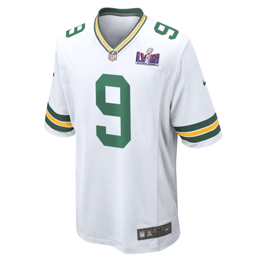Christian Watson 9 Signed Green Bay Packers Super Bowl LVIII Game Men Jersey - White