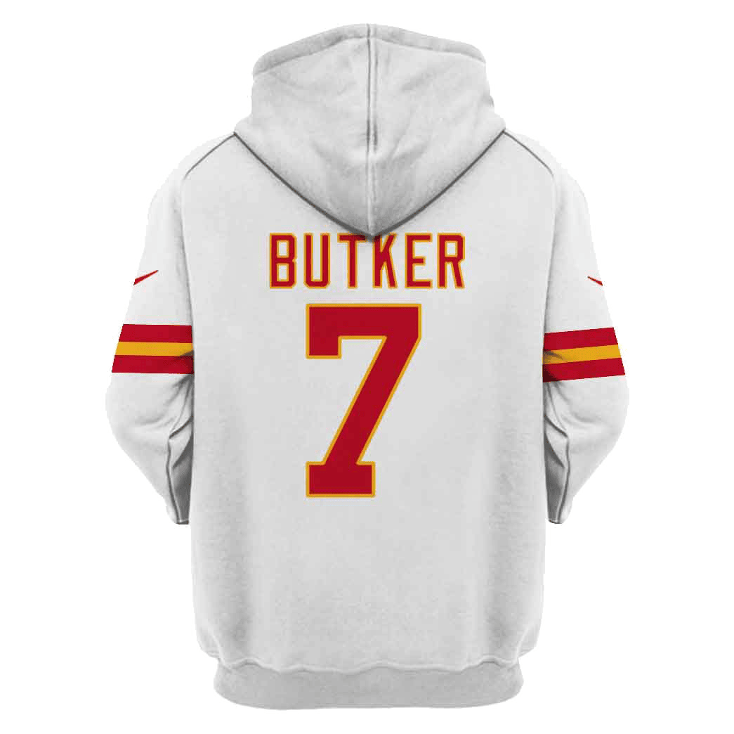 Harrison Butker 7 Kansas City Chiefs Super Bowl LVIII 3D Printed Zip Hoodie - White