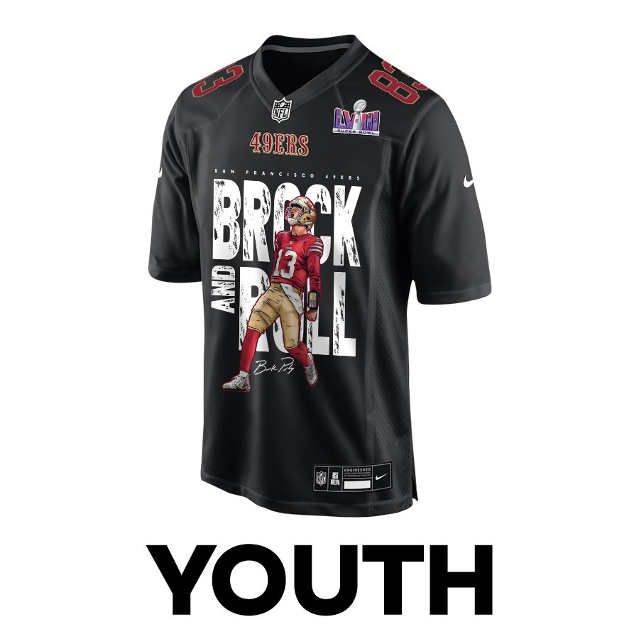 Brock Purdy 13 Signed Brock And Roll Fashion Game YOUTH Jersey - Carbon Black