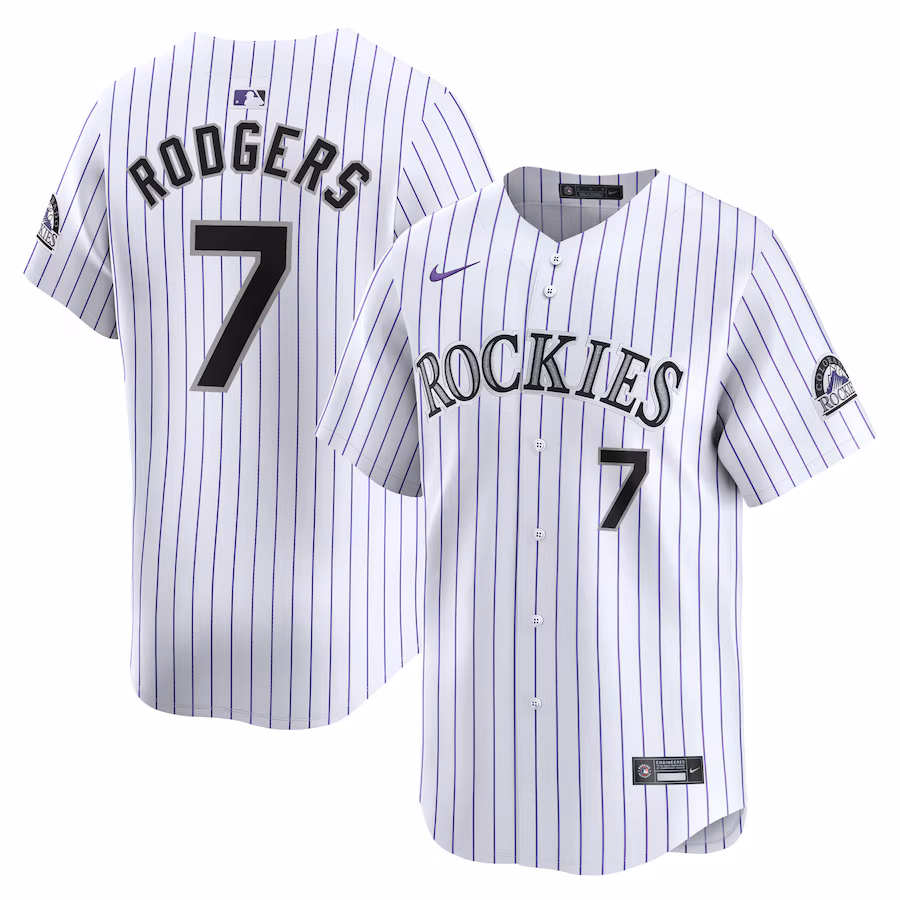 Youth Colorado Rockies Brendan Rodgers Nike White Home Limited Player Jersey