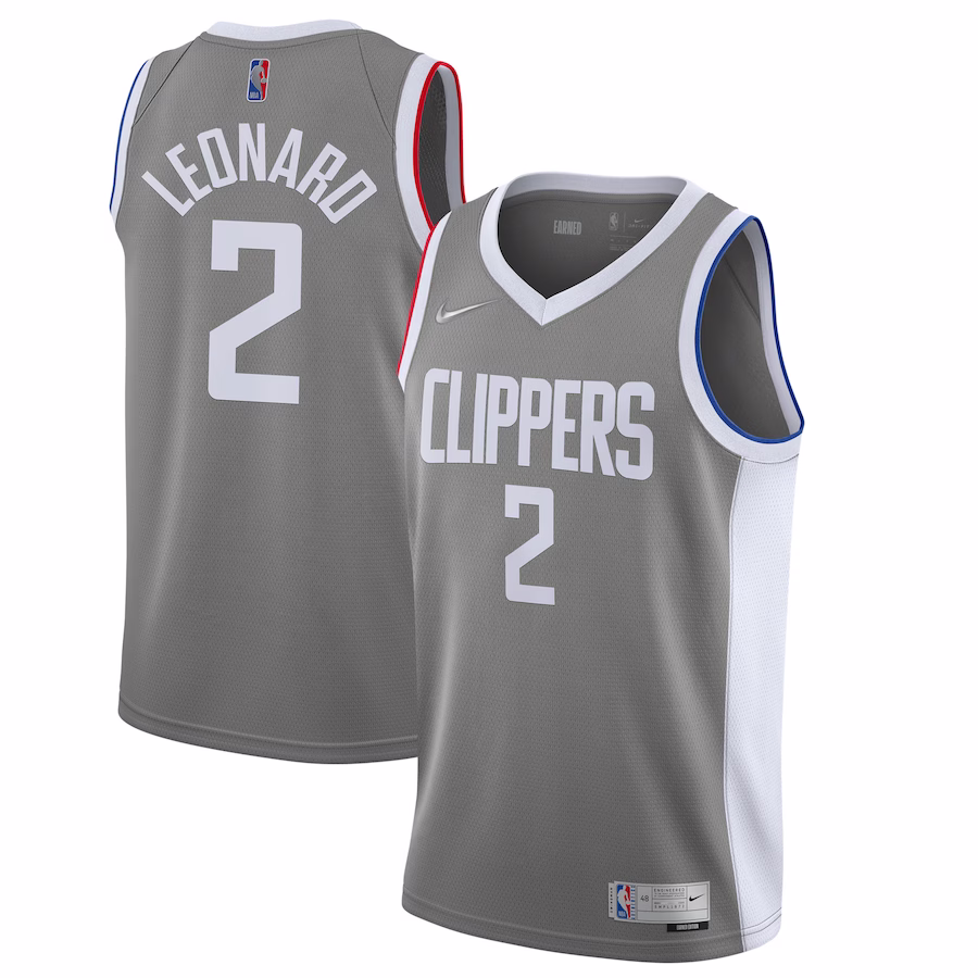 Men's LA Clippers Kawhi Leonard Nike Gray 2020/21 Swingman Player Jersey - Earned Edition