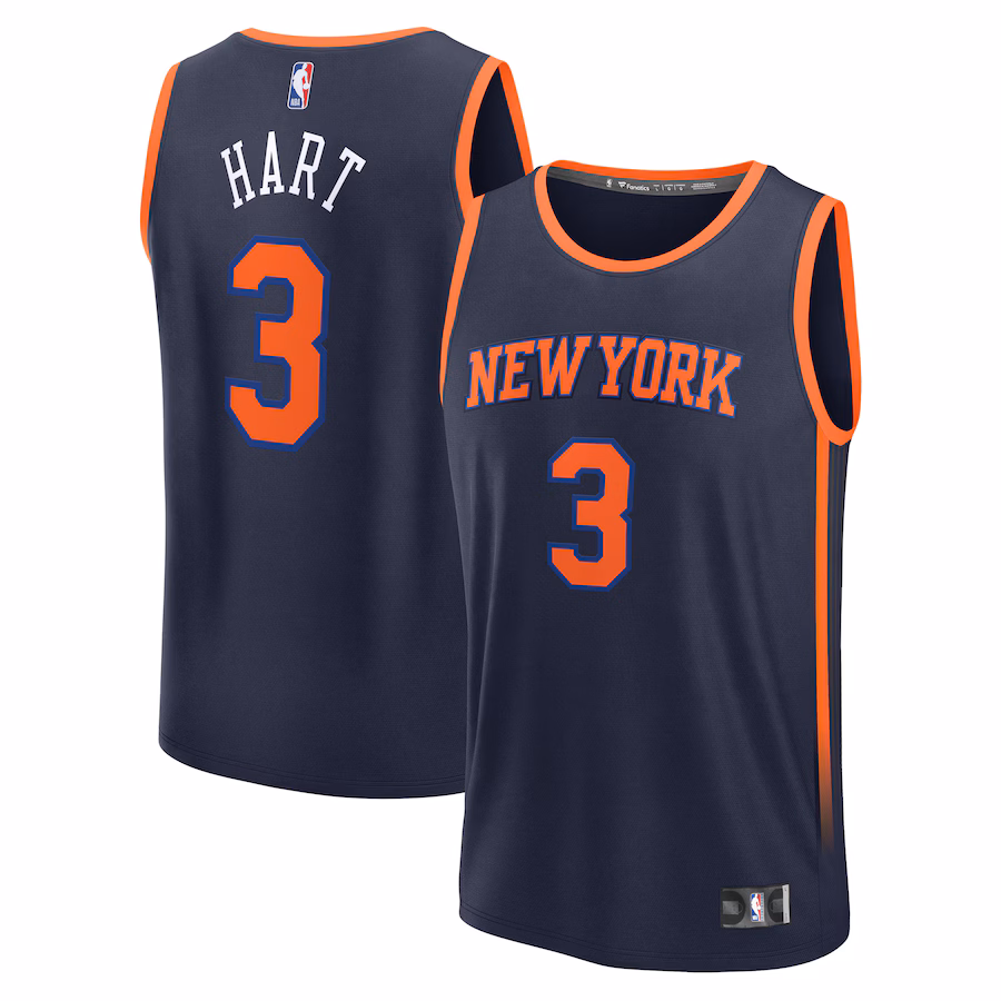 Josh Hart New York Knicks Fanatics Fast Break Replica Player Jersey - Statement Edition - Navy