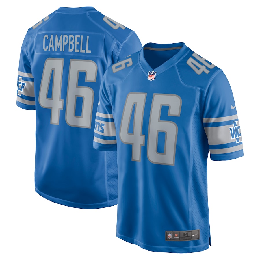 Mens Detroit Lions Jack Campbell Blue 2023 Draft First Round Pick Game Jersey