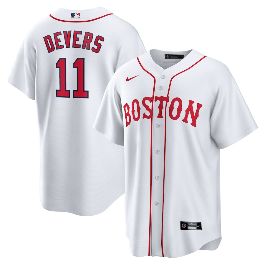 Men's Boston Red Sox Rafael Devers White 2021 Patriots' Day Official Replica Player Jersey
