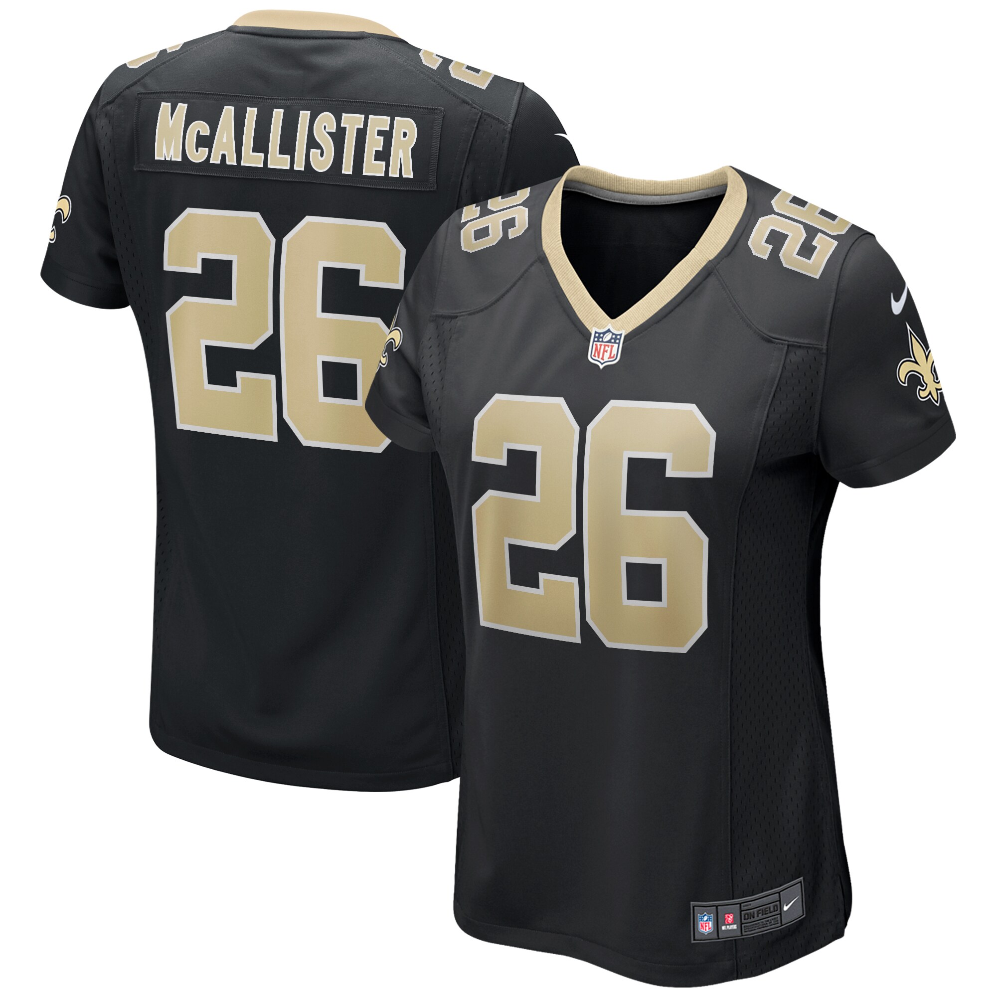 Deuce McAllister New Orleans Saints Women's Game Retired Player Jersey - Black