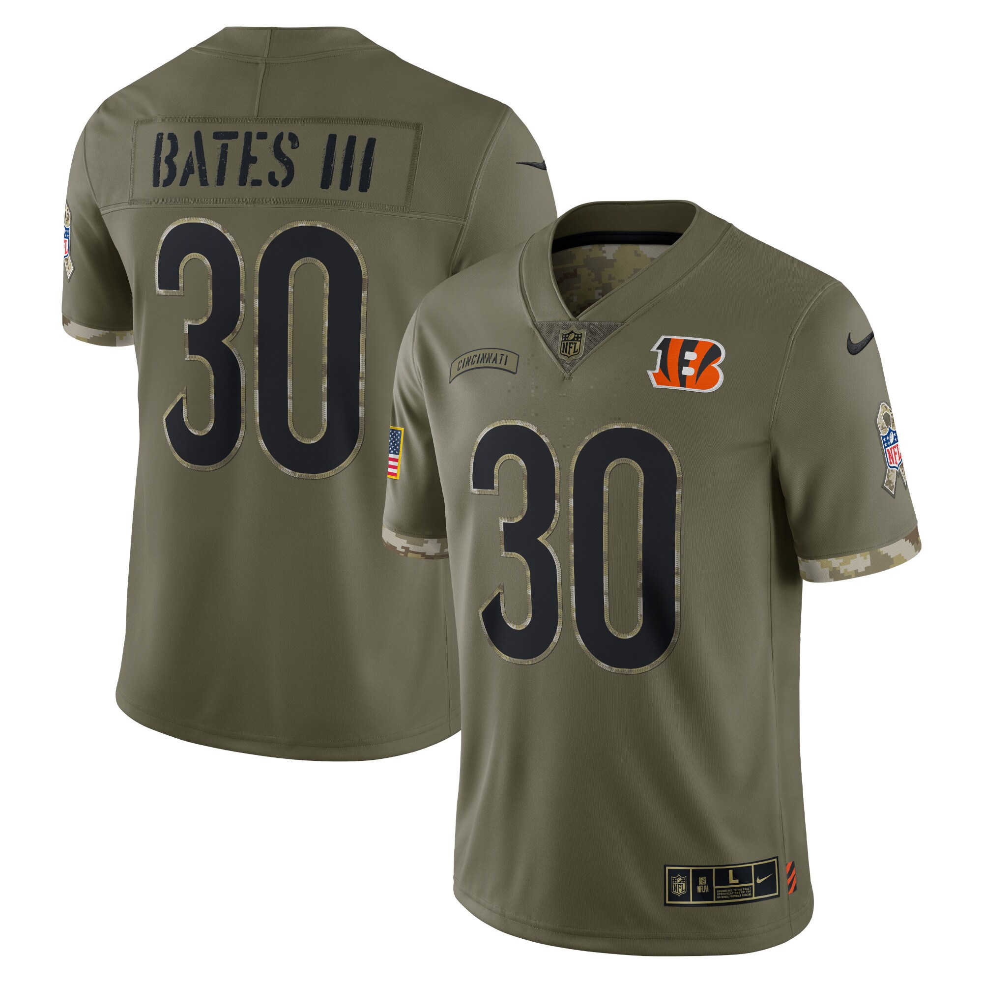 Jessie Bates III Cincinnati Bengals 2022 Salute To Service Limited Jersey - Olive