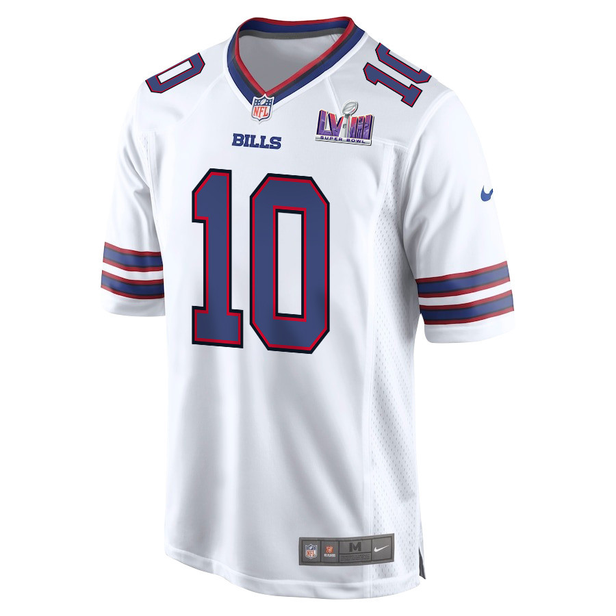 Khalil Shakir 10 Signed Buffalo Bills Super Bowl LVIII Game Men Jersey - White