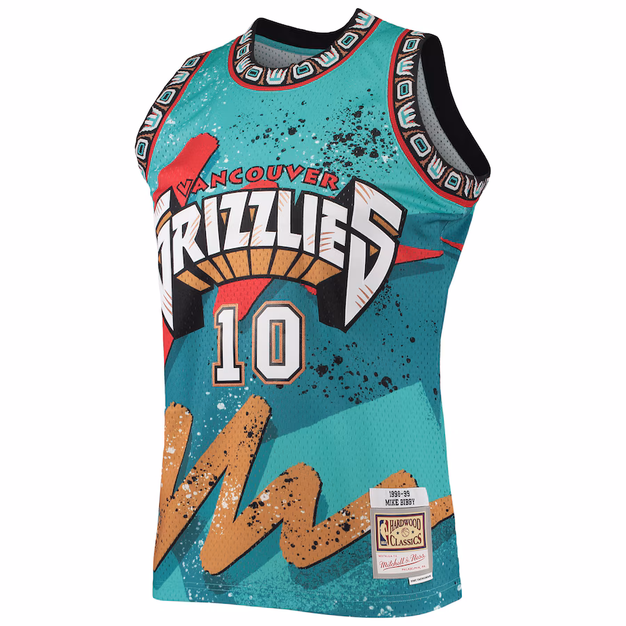 Men's Vancouver Grizzlies Mike Bibby Mitchell & Ness Teal Hardwood Classics 1998/99 Hyper Hoops Swingman Jersey