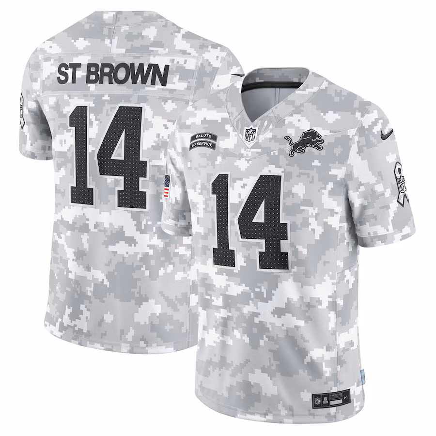 Amon-Ra St. Brown Detroit Lions Nike 2024 Salute to Service Limited Jersey - Arctic Camo