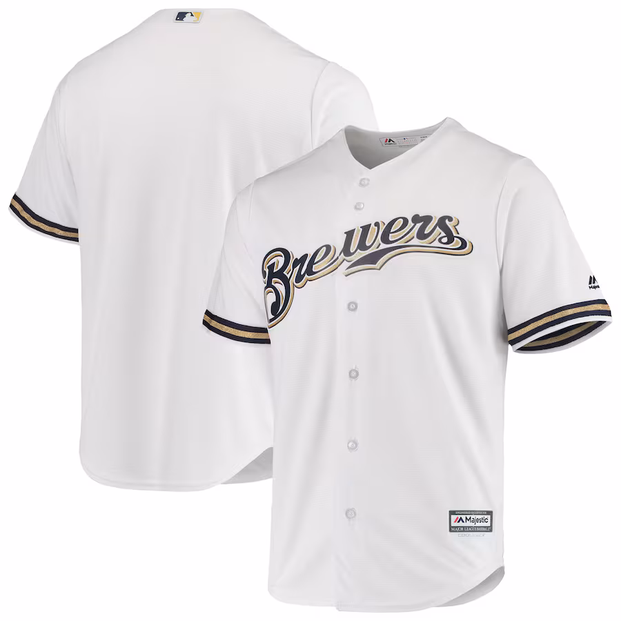 Youth Milwaukee Brewers Majestic White Home Official Cool Base Jersey
