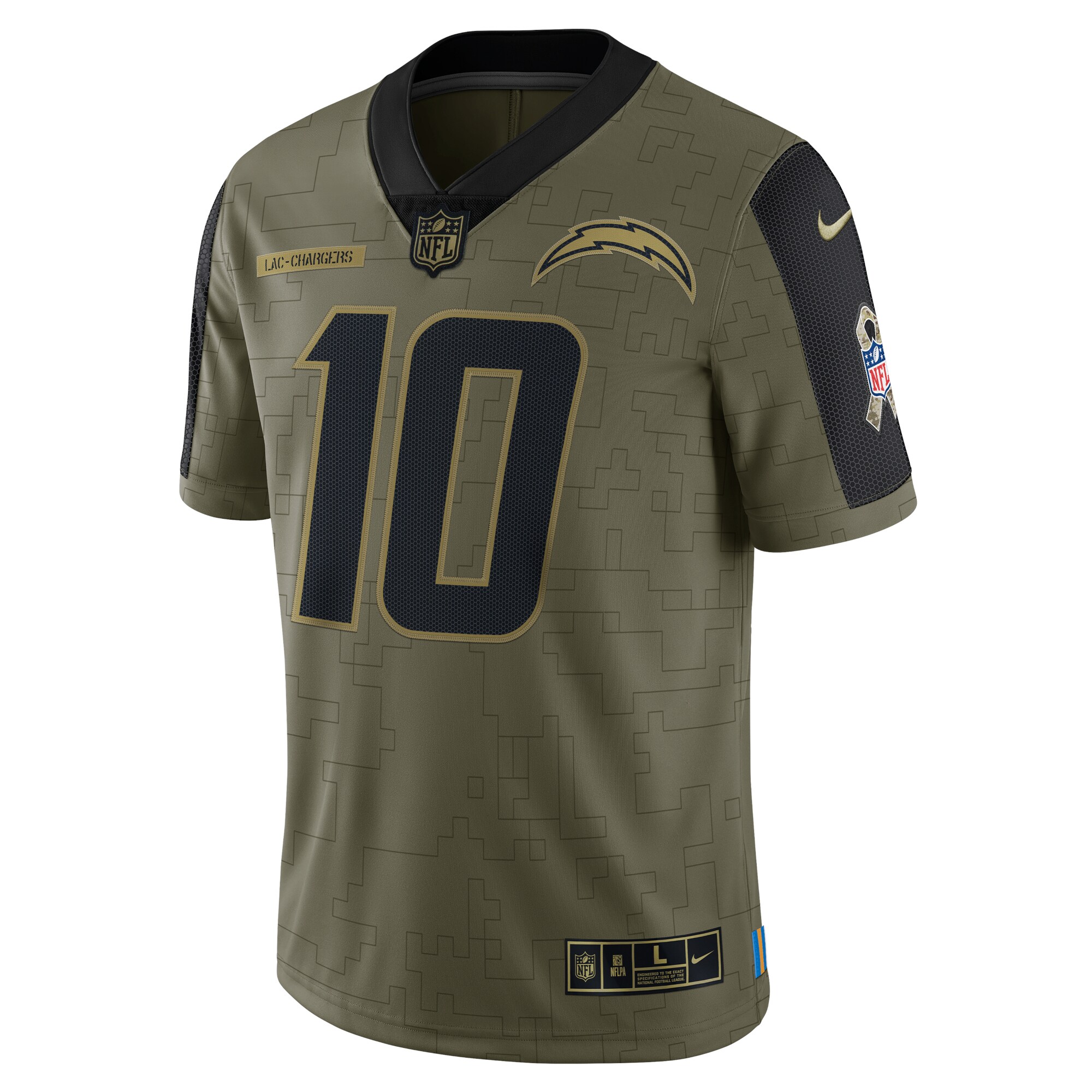 Justin Herbert Los Angeles Chargers 2021 Salute To Service Limited Player Jersey - Olive