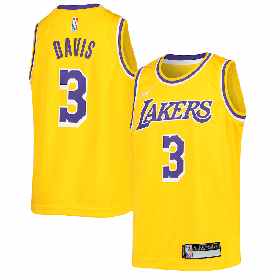 Youth Los Angeles Lakers Anthony Davis Nike Gold 2021/22 Diamond Swingman Jersey - Icon Edition