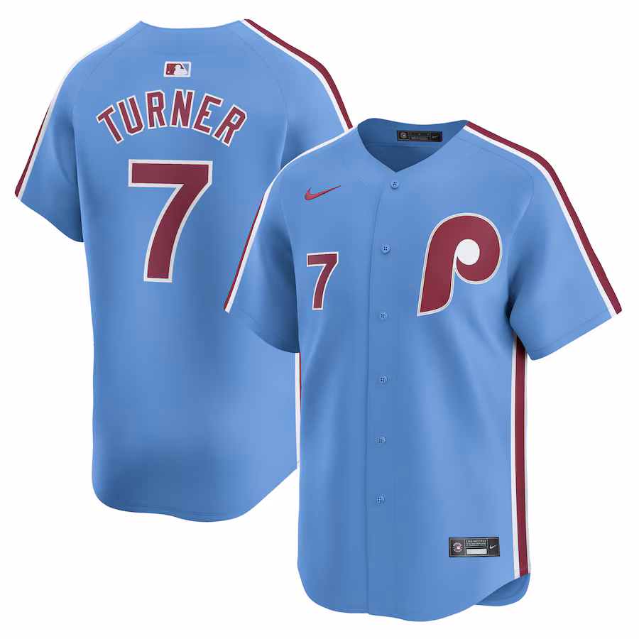 Trea Turner Philadelphia Phillies Nike Alternate Limited Player Jersey – Light Blue