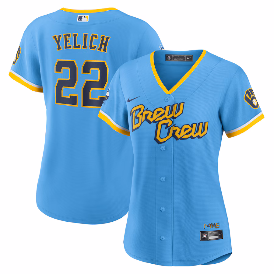 Women's Milwaukee Brewers Christian Yelich Nike Powder Blue City Connect Replica Player Jersey