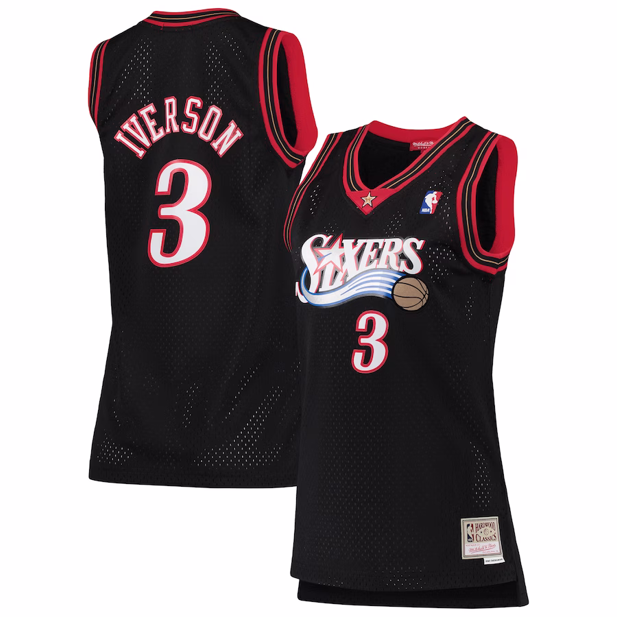 Women's Philadelphia 76ers Allen Iverson Mitchell & Ness Black 2000-01 Hardwood Classics Swingman Jersey