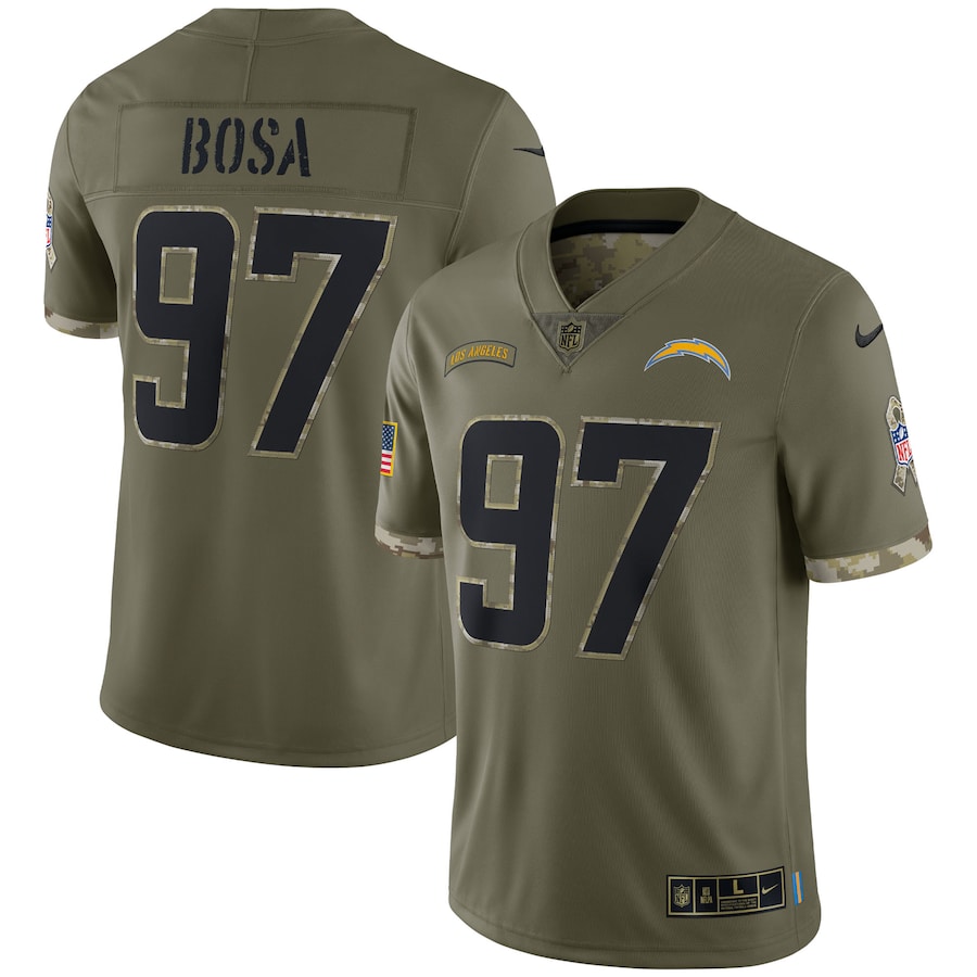 Mens Los Angeles Chargers Olive 2022 Salute To Service Limited Jersey