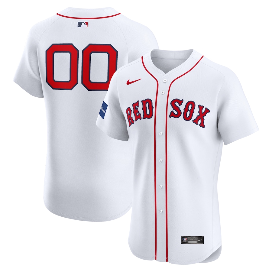 Men's Boston Red Sox White Home Elite Pick-A-Player Retired Roster Patch Jersey