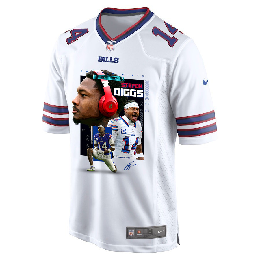 Stefon Diggs 14 Buffalo Bills Can You Diggs It Game Men Jersey - White