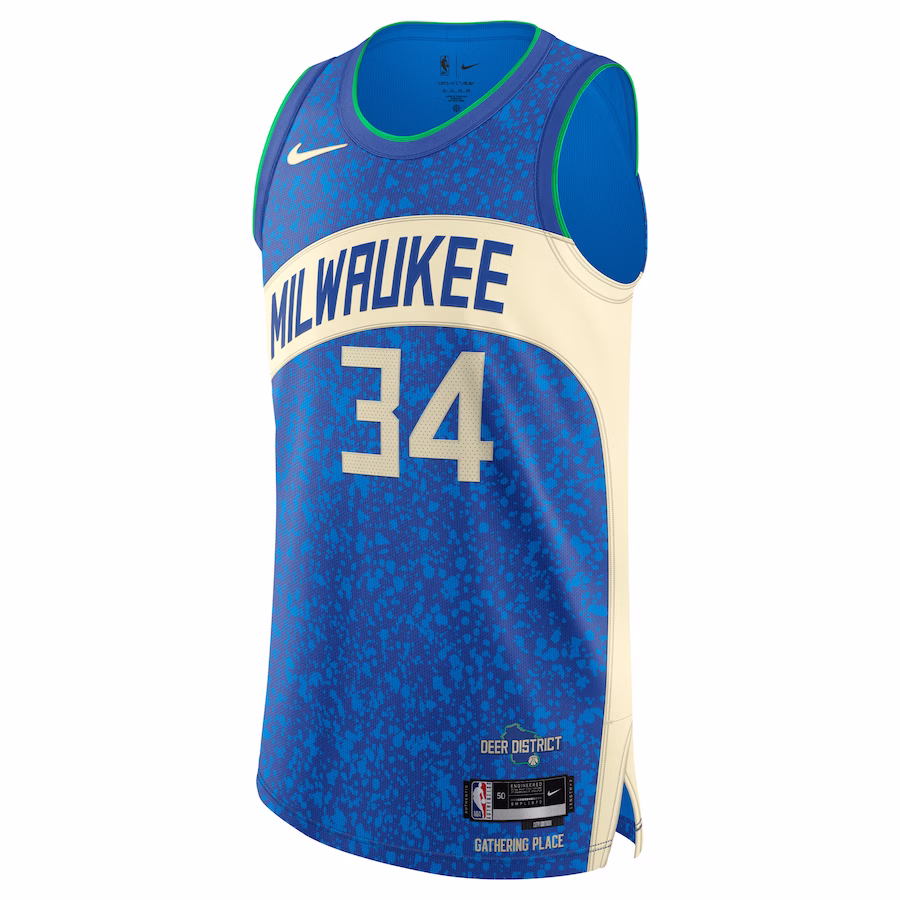 Men's Milwaukee Bucks Giannis Antetokounmpo Nike Blue Authentic Jersey - City Edition