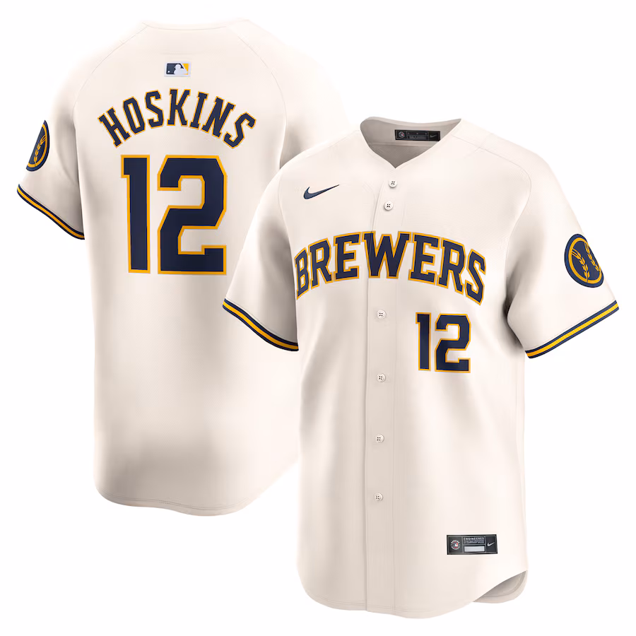 Youth Milwaukee Brewers Rhys Hoskins Nike Cream Home Limited Player Jersey