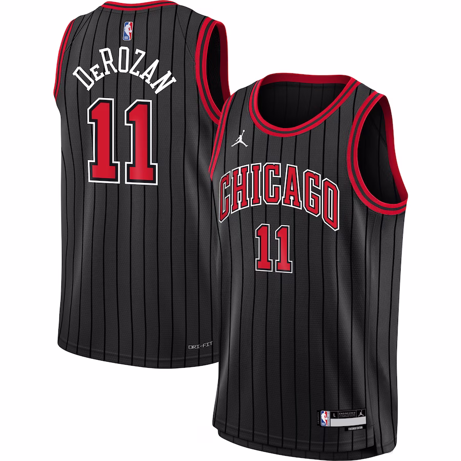 Youth Chicago Bulls DeMar DeRozan Jordan Brand Black Swingman Jersey - Statement Edition