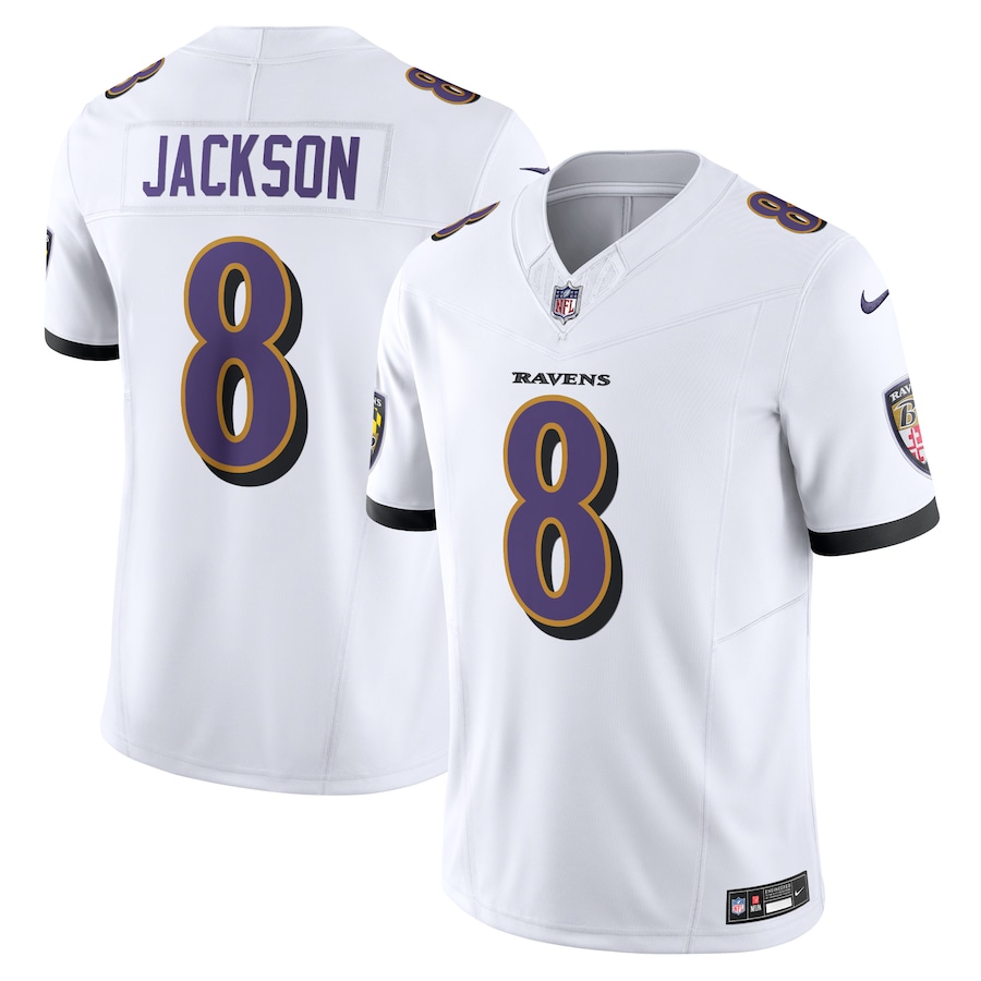 Mens Baltimore Ravens Lamar Jackson White Vapor F.U.S.E. Limited Jersey