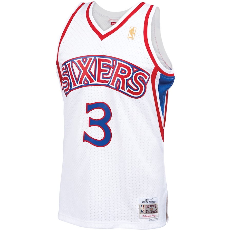 Men's Philadelphia 76ers Allen Iverson Mitchell & Ness White Hardwood Classics Swingman Jersey