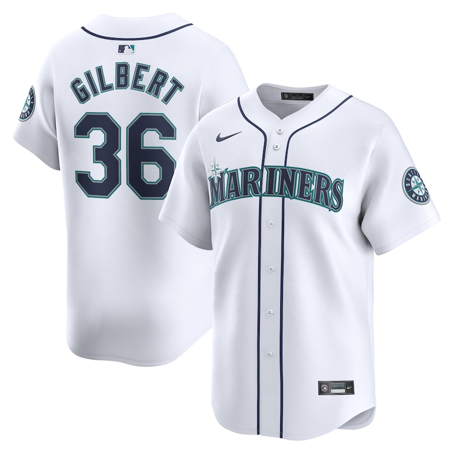 Men's Seattle Mariners Logan Gilbert White Home Limited Player Jersey