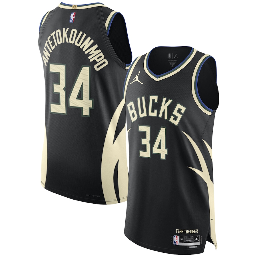Men's Milwaukee Bucks Giannis Antetokounmpo Jordan Brand Black Authentic Player Jersey