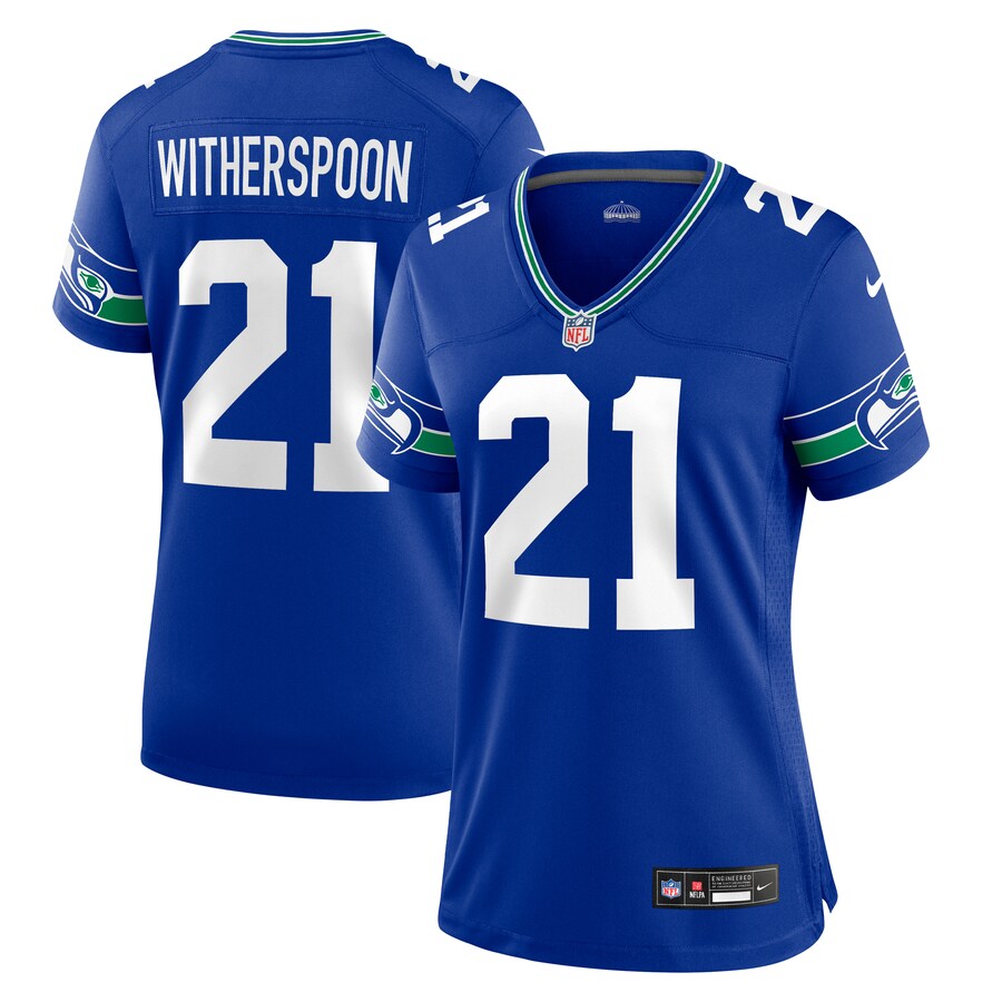 Womens Seattle Seahawks Devon Witherspoon Royal Throwback Player Game Jersey