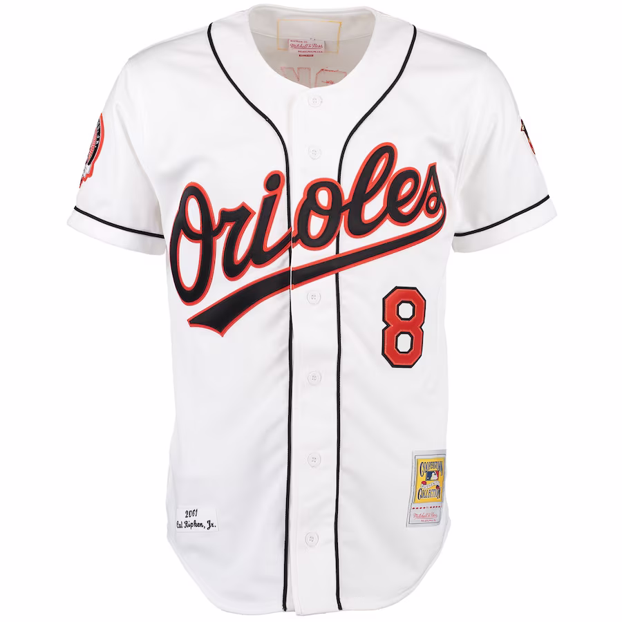 Youth Baltimore Orioles Cal Ripken Mitchell & Ness White Home Authentic Jersey