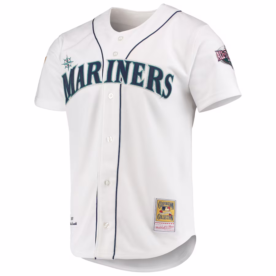 Youth Seattle Mariners Ichiro Suzuki Mitchell & Ness White 2001 MLB All-Star Game Cooperstown Collection Authentic Jersey