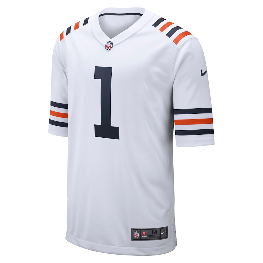 Mens Chicago Bears Justin Fields White 2021 Draft First Round Pick Alternate Classic Game Jersey