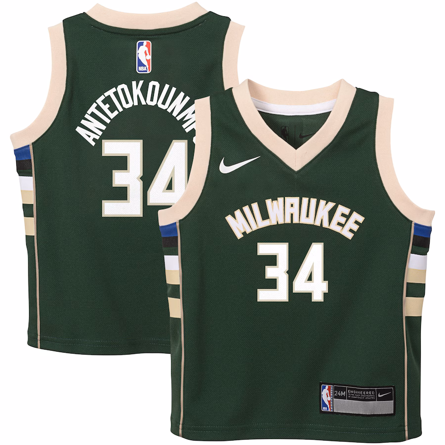 Infant Milwaukee Bucks Giannis Antetokounmpo Nike Hunter Green Swingman Player Jersey - Icon Edition
