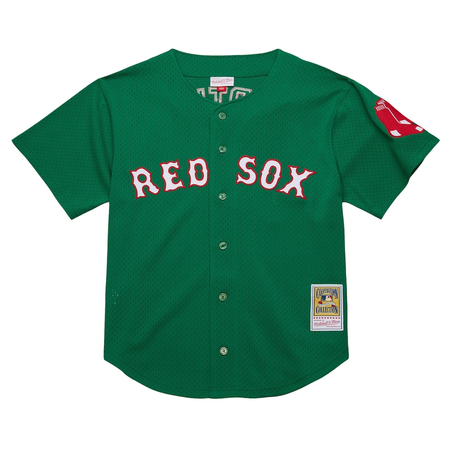 Youth Boston Red Sox David Ortiz Mitchell & Ness Kelly Green Cooperstown Collection Mesh Batting Practice Jersey