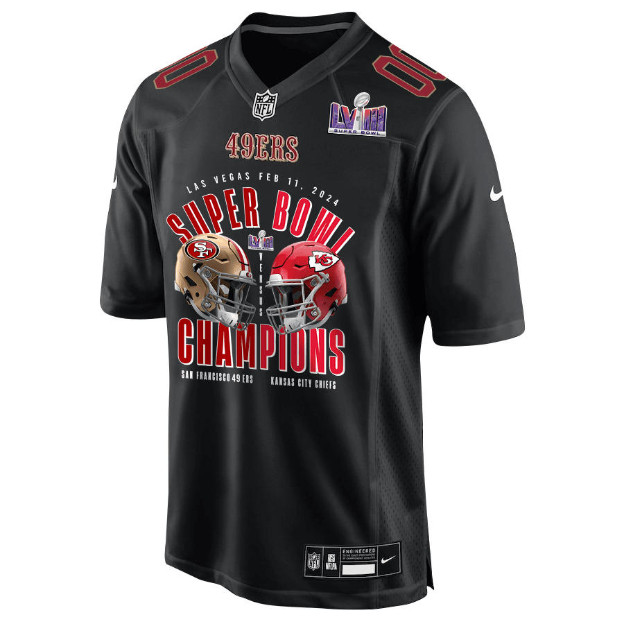 San Francisco 49ers vs. Kansas City Chiefs Super Bowl LVIII Matchup Fashion Game Custom Men Jersey - Carbon Black