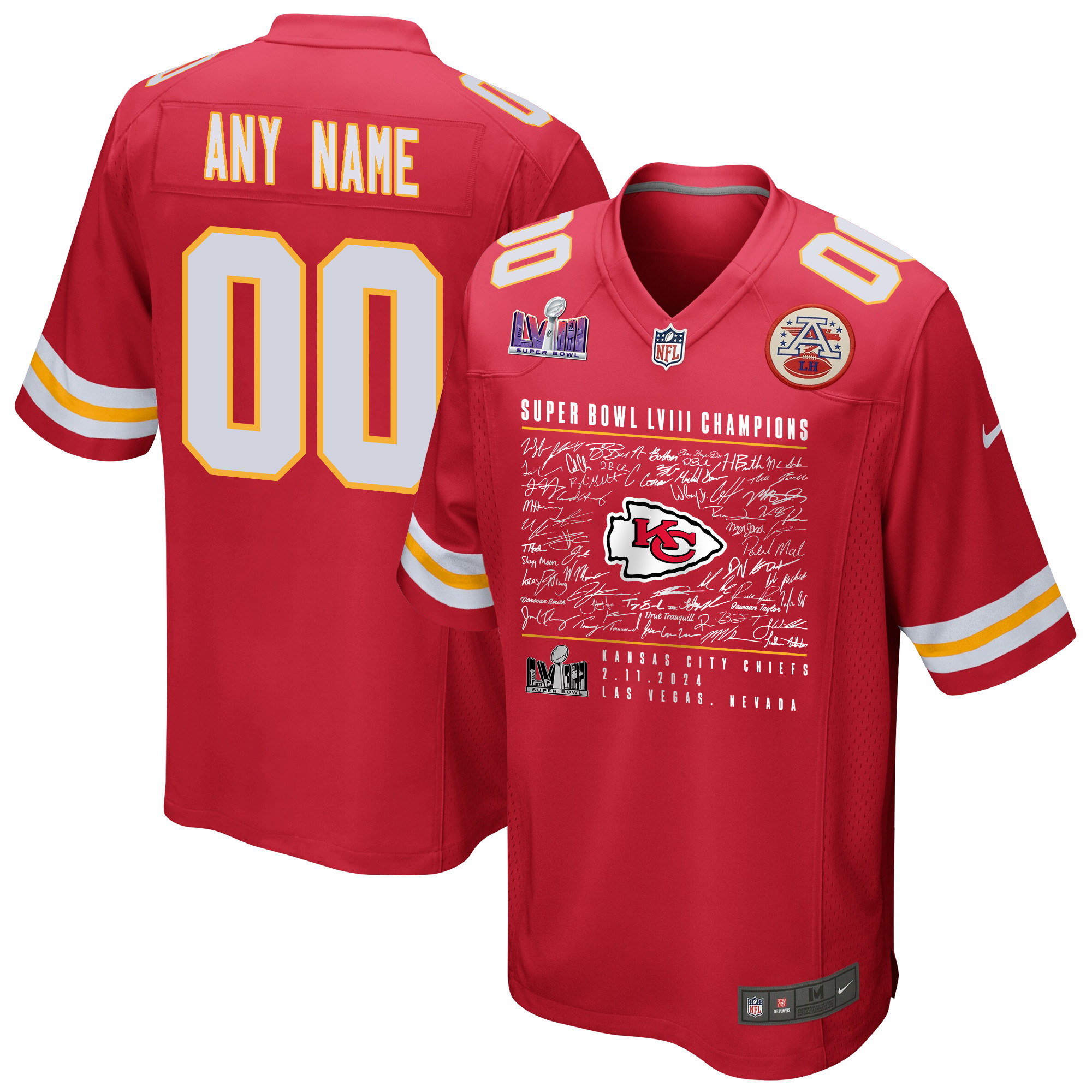 Kansas City Chiefs Super Bowl LVIII Champions Roster Autograph Signing Game Custom Men Jersey - Scarlet