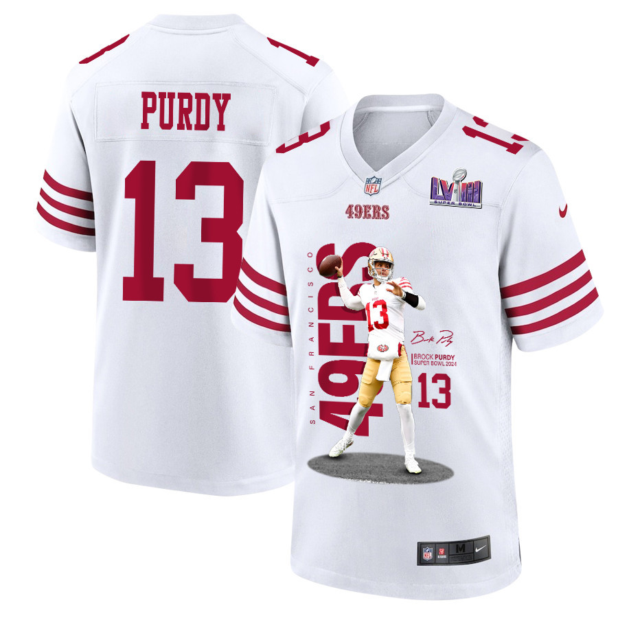 Brock Purdy 13 San Francisco 49ers Throwing Ball Signed Game Men Jersey - White