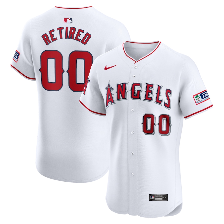 Men's Los Angeles Angels White Home Elite Pick-A-Player Retired Roster Patch Jersey