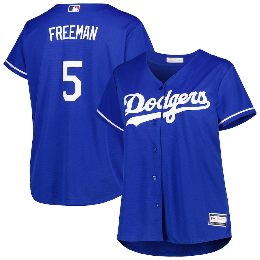 Women's Los Angeles Dodgers Freddie Freeman Royal Plus Size Replica Player Jersey