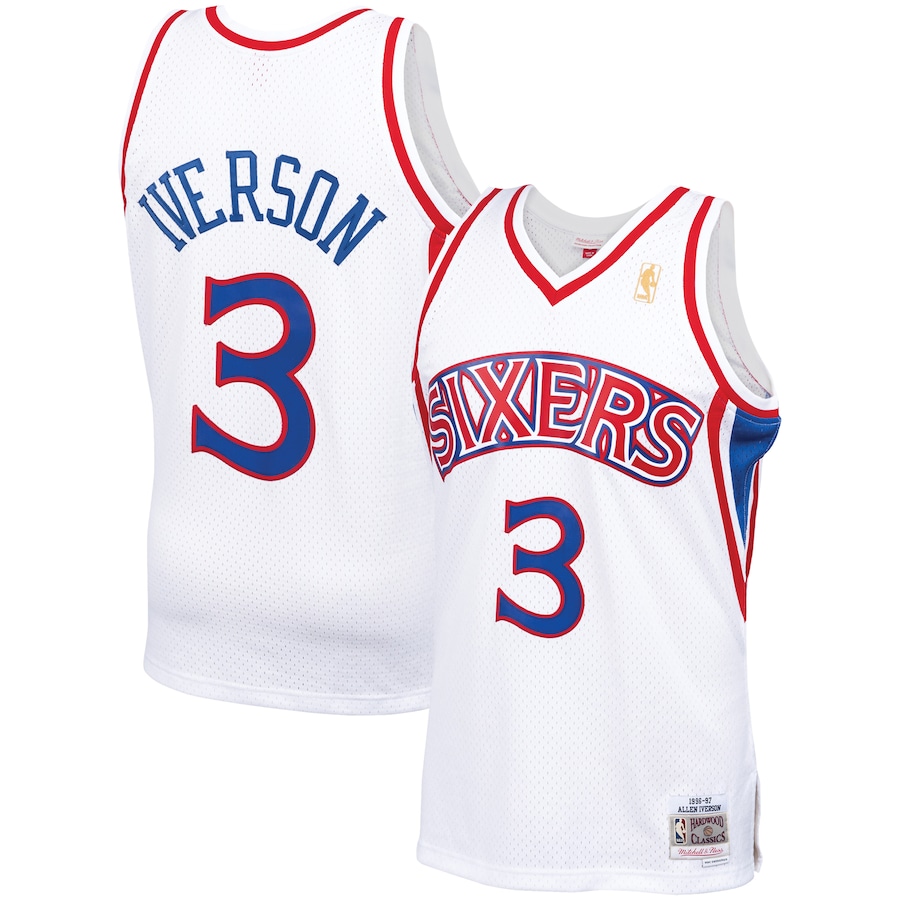 Men's Philadelphia 76ers Allen Iverson Mitchell & Ness White Hardwood Classics Swingman Jersey