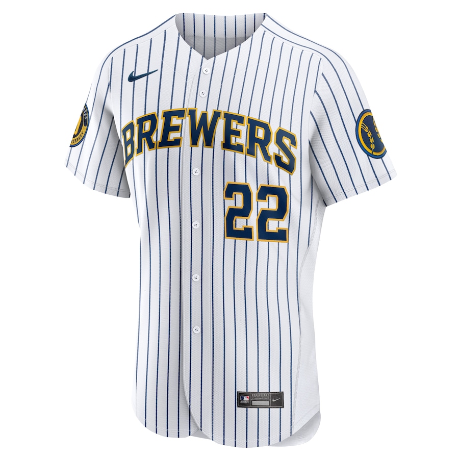 Men's Milwaukee Brewers Christian Yelich White Alternate Authentic Player Jersey