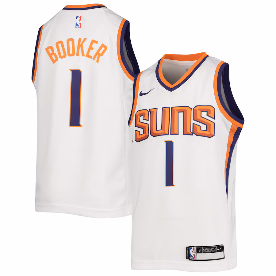 Youth Phoenix Suns Devin Booker Nike White Swingman Jersey - Association Edition