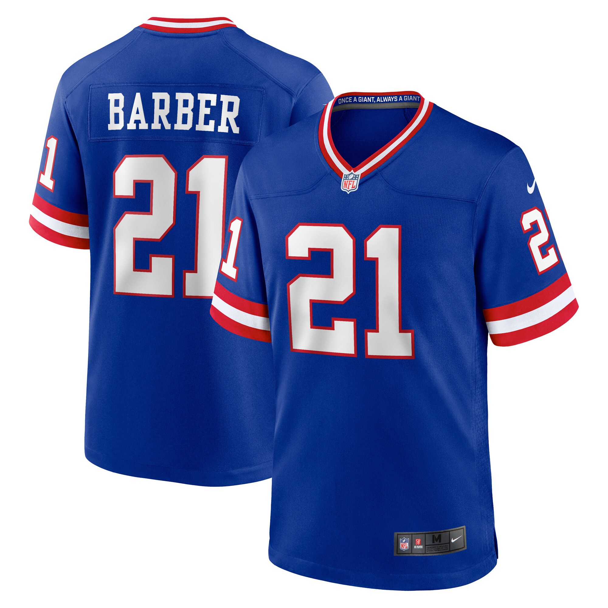 Tiki Barber New York Giants Classic Retired Player Game Jersey - Royal