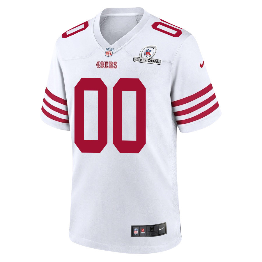 San Francisco 49ers 2024 Divisional Patch Game Men Custom Jersey - White