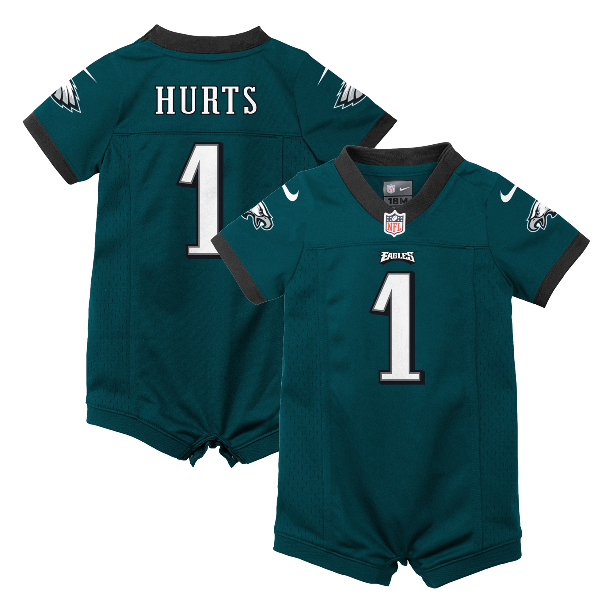 Jalen Hurts Philadelphia Eagles Newborn & Infant Game Romper Jersey - Midnight Green